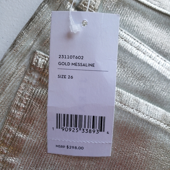 J Brand NWT Maria High Rise Skinny Jeans Women 26 Metallic Light Gold Maximalist - Picture 8 of 15